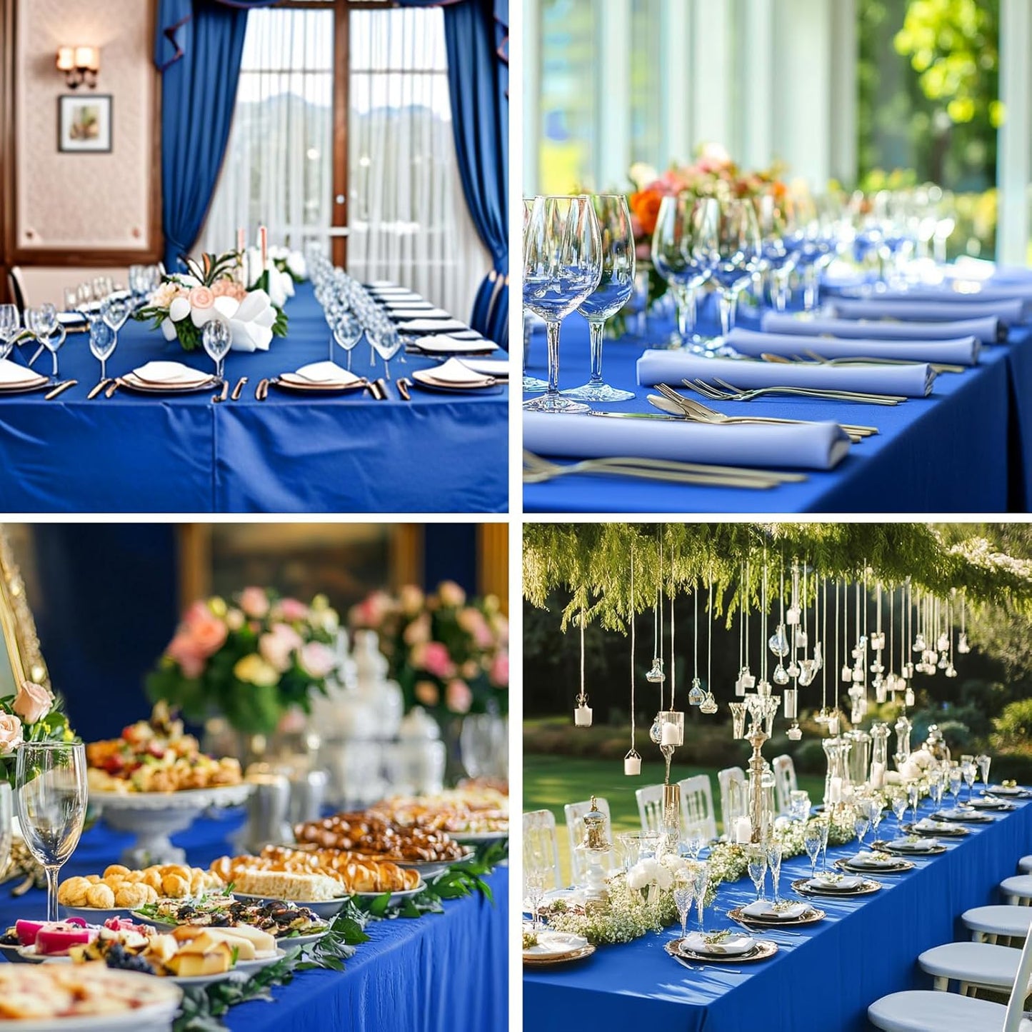 Rectangle Tablecloths 90x132 Inch 2 Pack Royal Blue Tablecloth Washable Decorative Linen Polyester Table Cloths for Dining Table Banquets Buffet Parties and Wedding