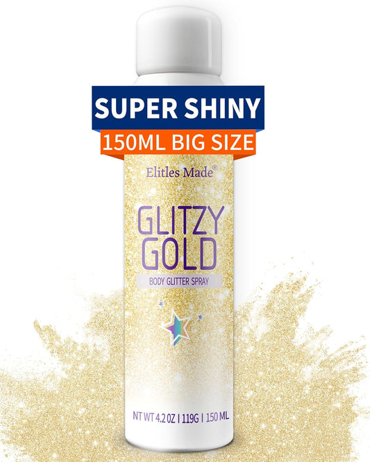 Hair Glitter, 2PCS Body Glitter Spray Glitter Hairspray for Kids Women, Long-Lasting Quick-Drying Holographic Glitter Spray for Hair and 8.4 Fl OZ (Holo Silver+ Gold)
