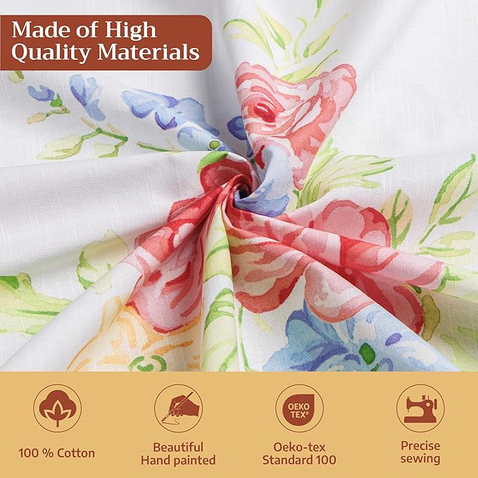 Maison d' Hermine Table Cloth Square Table 100% Cotton 60 x 60 Inches Tablecloth Reusable Decorative for Dining Room Farmhouse Home Valentines Day Decorations Spring Summer - Vintage Floral