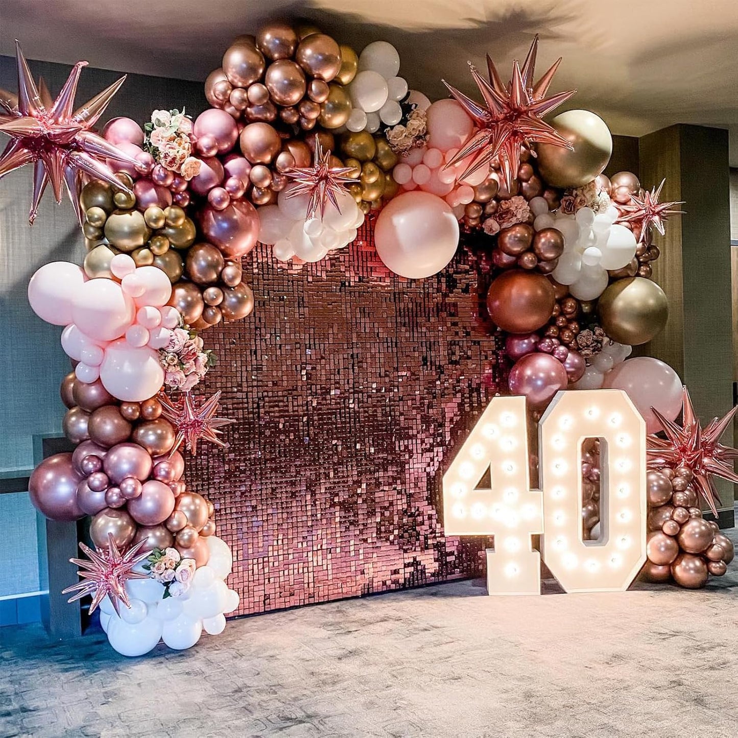 Pink Star Balloon,Light Pink 6Pcs 22Inch Explosion Star Balloons and 10Pcs 10Inch Four Angle Balloons Kit for Birthday Anniversary Baby Shower Wedding Party Decorations