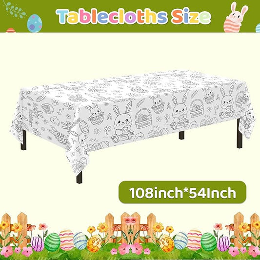 Easter Coloring Tablecloth for Kids, 54 x 108 Inches