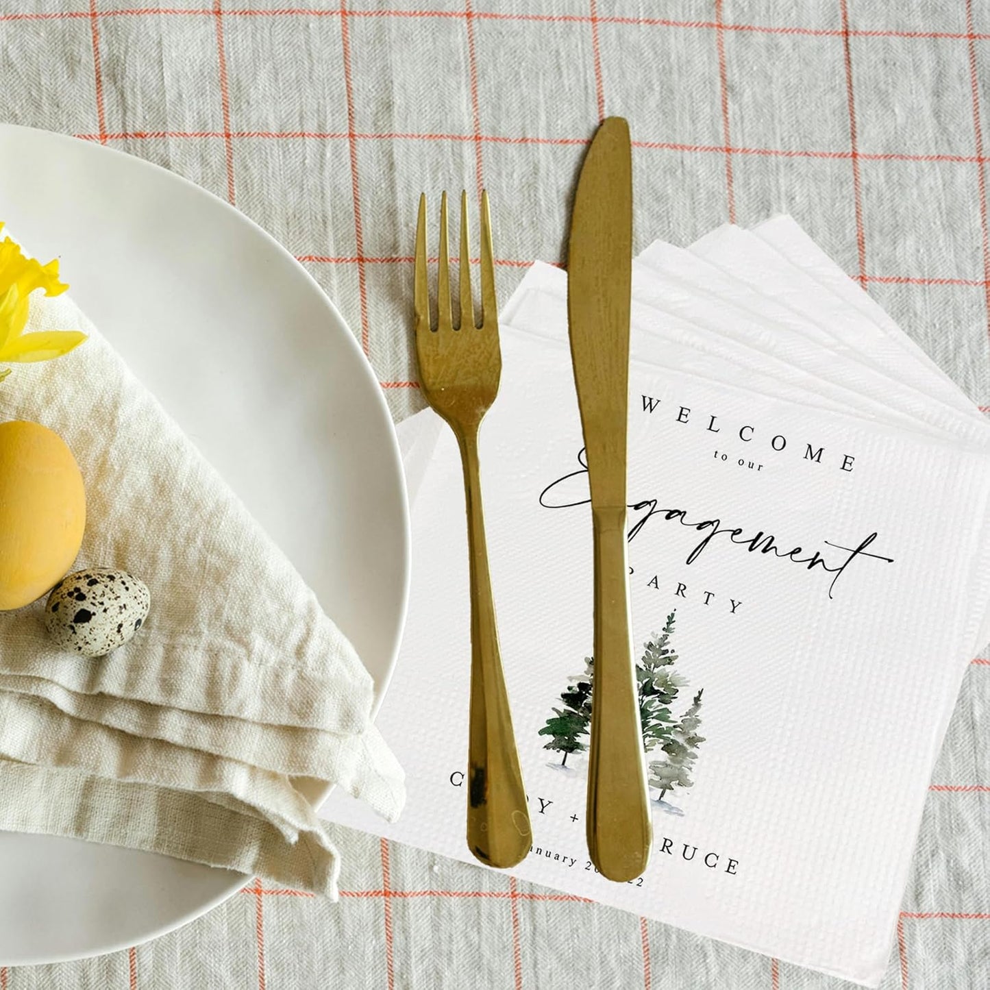 Luxury Custom Pack 15pcs Engagement Napkins, Engagement Napkins for Party, We're Engagement Napkins, Engagement Beverage Cocktail Luncheon Dinner Napkins 3