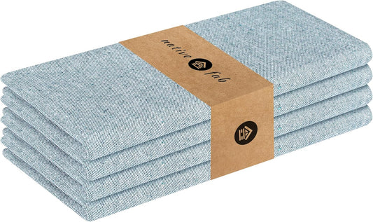 Native Fab Solid Cloth Napkin Set of 4, 100% Chambray Cotton, Washable, Reusable Dinner Cloth Napkin 17x17 inches, Table Decor Napkins for Dinner, Events, Teal Green