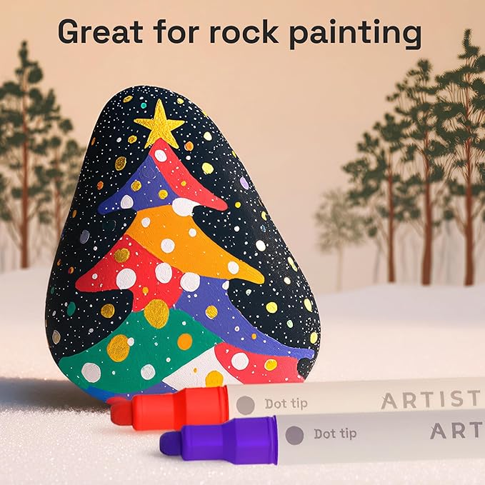 ARTISTRO 36 Acrylic Paint Markers for Rock, Fabric, Wood, Glass, Decoration - Dual-Tip Paint Pens for Coloring Books for Adults, Teens, Kids - Art and Craft Supplies Kit - Gift Idea