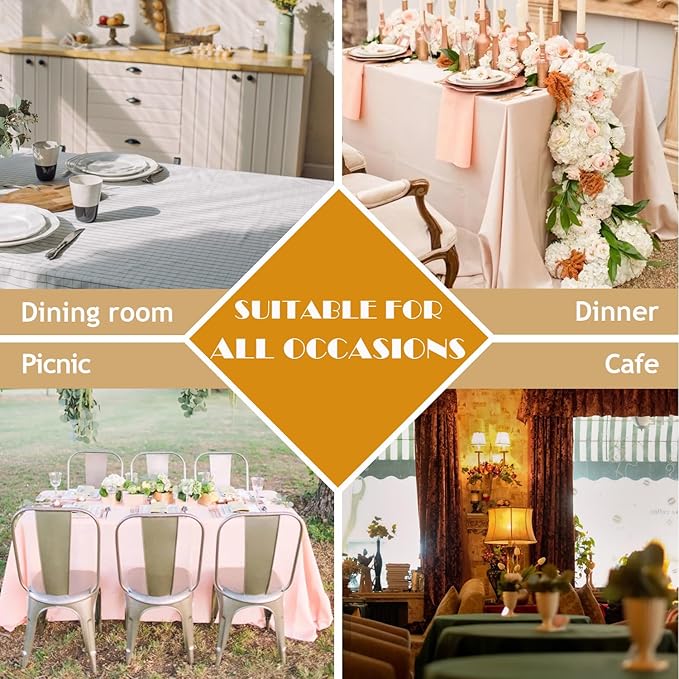 BALCONY & FALCON Table Cloth – Waterproof, Wrinkle Resistant & Washable Rectangle Tablecloth and Table Cover for Dining Room, Kitchen, Outdoor, Party & Birthday Use (Ivory, 57" x 85")