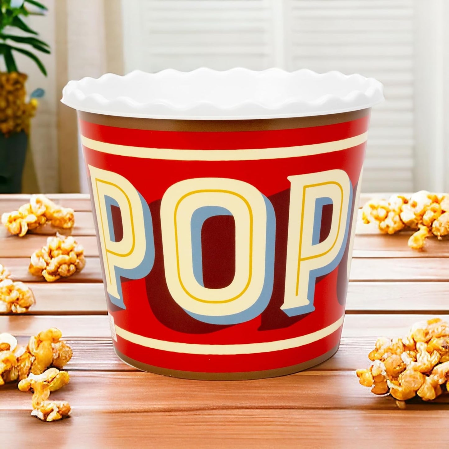 Modern Style Reusable Plastic Popcorn Box/Popcorn Containers/Popcorn Bowls Set for Movie Theater Night - (BPA Free - 4 Pack - 75 oz) (Popcorn Mix E)
