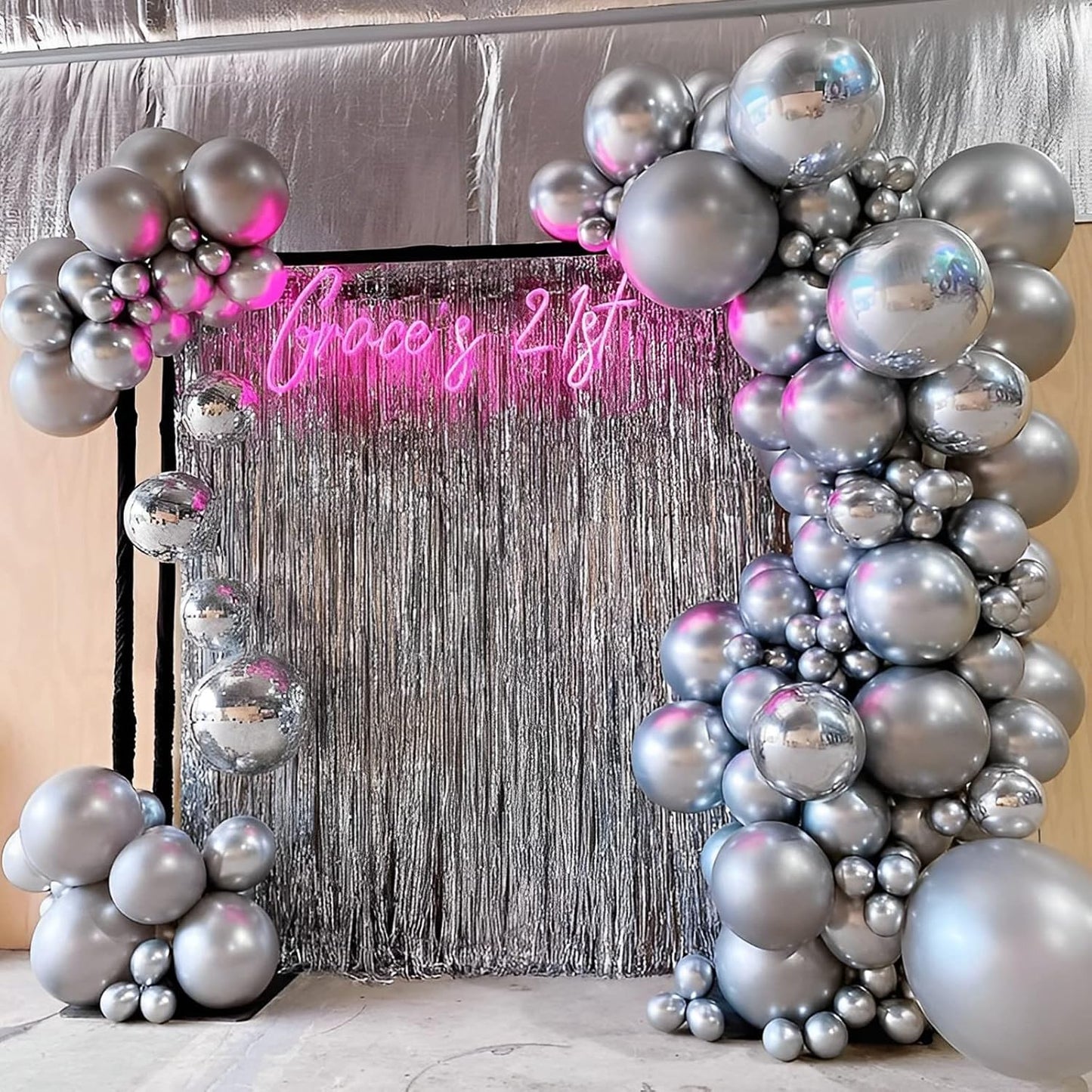 105pcs Metallic Silver Balloons 12inch Party Latex Balloons for Birthday Graduation Baby Shower Wedding Anniversary New Year Party Decorations