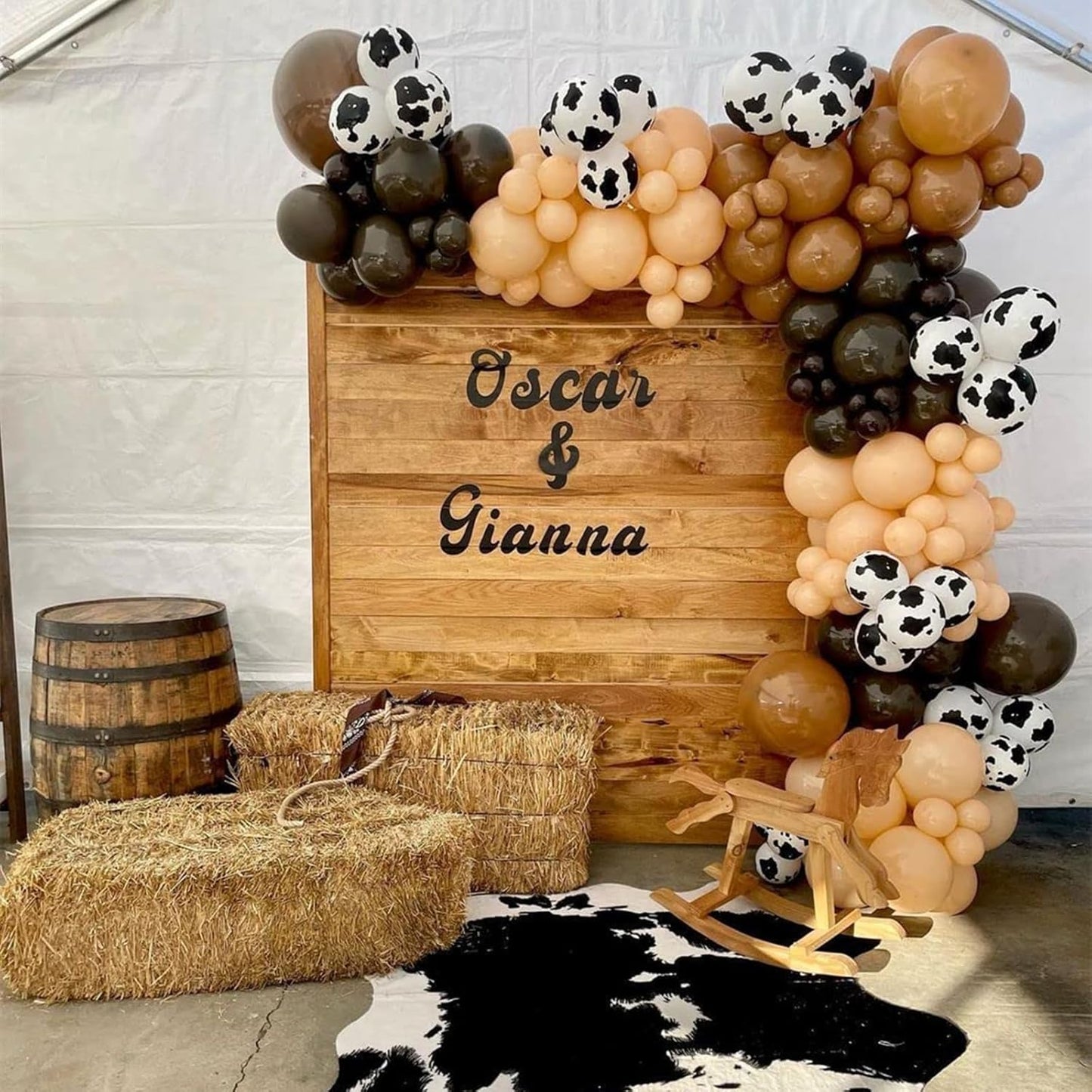 Blush Brown Cow Print Balloons Cowboy Birthday Decorations Western Farm Party 60pcs 12inch Nude Brown Helium Latex Balloons for Arch Tan Coffee Balloon Farmhouse Country Cowgirl Decor