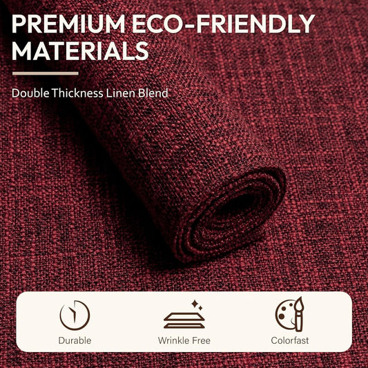 Blue Forest Placemats Set of 8, Dual-Layered Thickened Faux Linen Cloth Place Mats Heat Resistant Machine Washable Wrinkle Free Table Mats Indoor/Outdoor (Red)