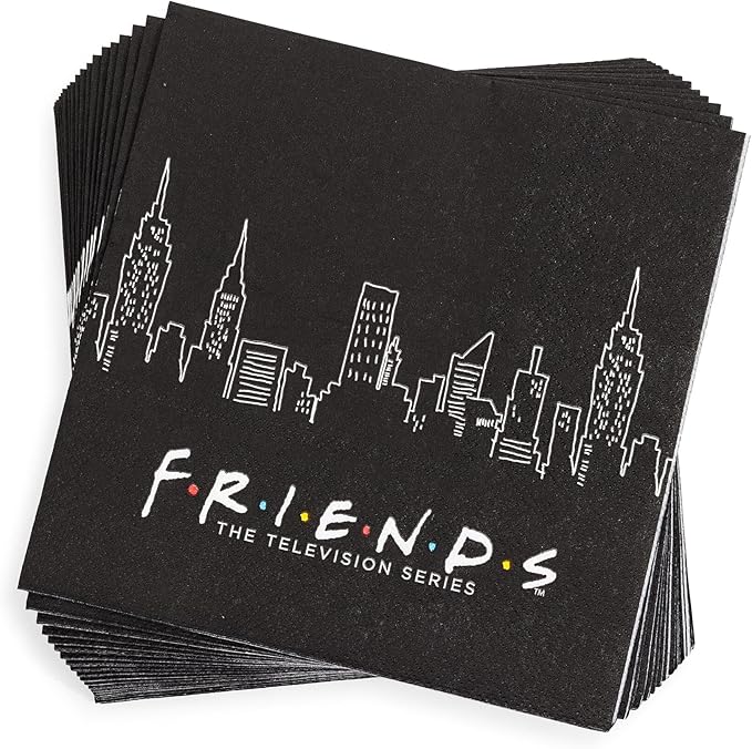 Silver Buffalo Friends the Television Series New York Skyline 60 Pack Partyware Disposable Paper Plates, Napkins, and Cups