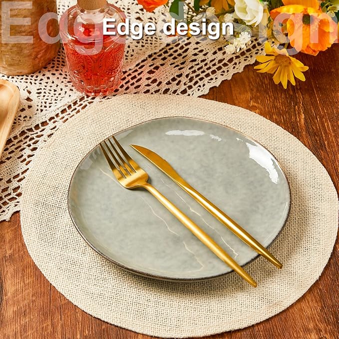 Yunlly Set of 48 Round Burlap Placemats Bulk Burlap Farmhouse Placemats Set Heat Resistant Table Mats Circle Jute Charger Place Mats for Wedding Holiday Dinner Rustic Table Decorations(11.8 in,Beige)