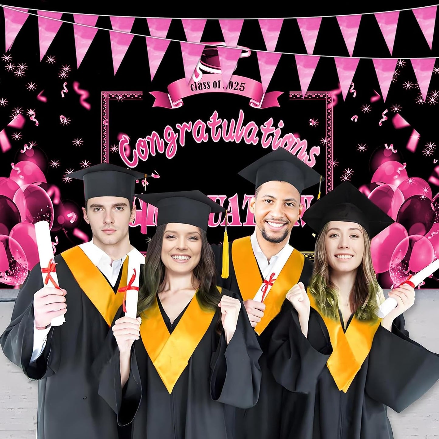 32.8FT Pink Glitter Triangle Pennant Banner Flag Metallic Bunting Fabric Garland for Christmas Graduation Wedding Engagement Anniversary Bachelorette Birthday Bridal Shower Valentine's Party Decor