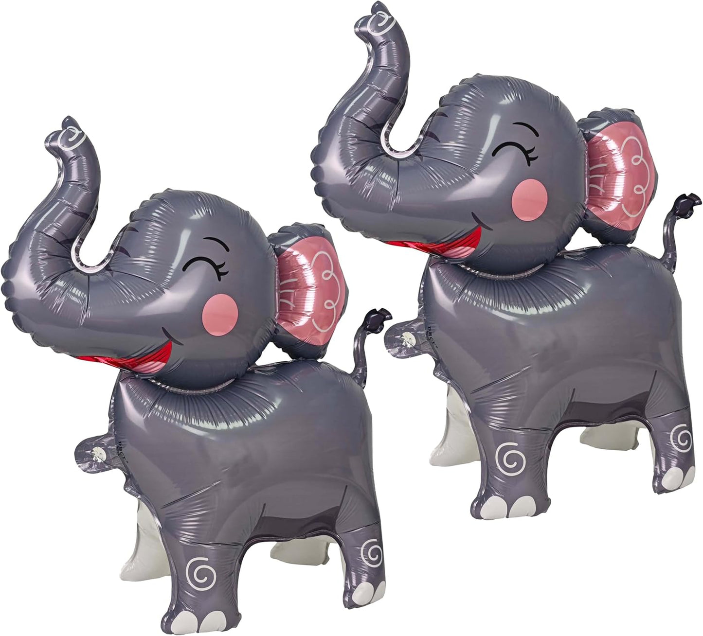 2PCS Matte self-standing elephant animal balloon 3D Jungle Large Elephant Foil Balloons For Kids safari themed birthday party gender indication baby shower Decor supplies Gray