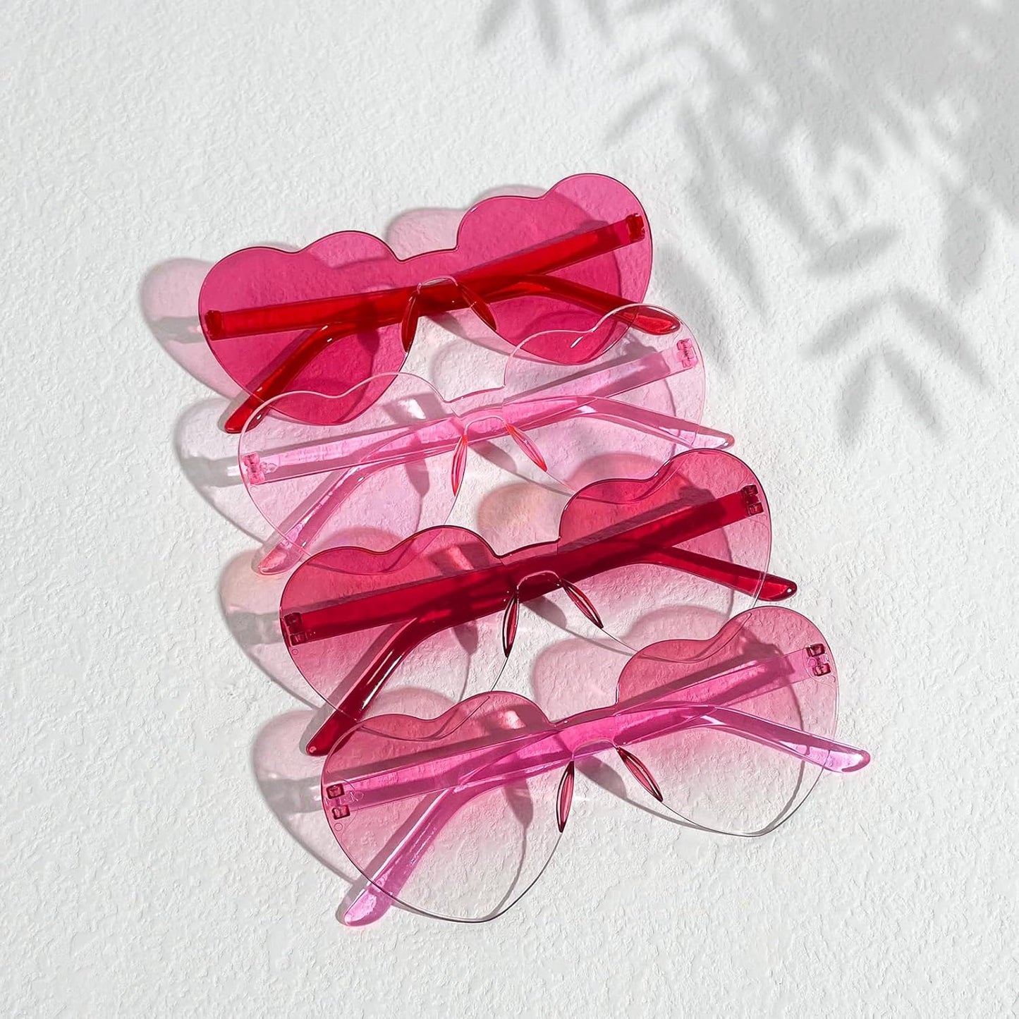 18 Heart Shape Rimless Sunglasses Transparent Candy Color Party Glasses Colored Eyewear for Women