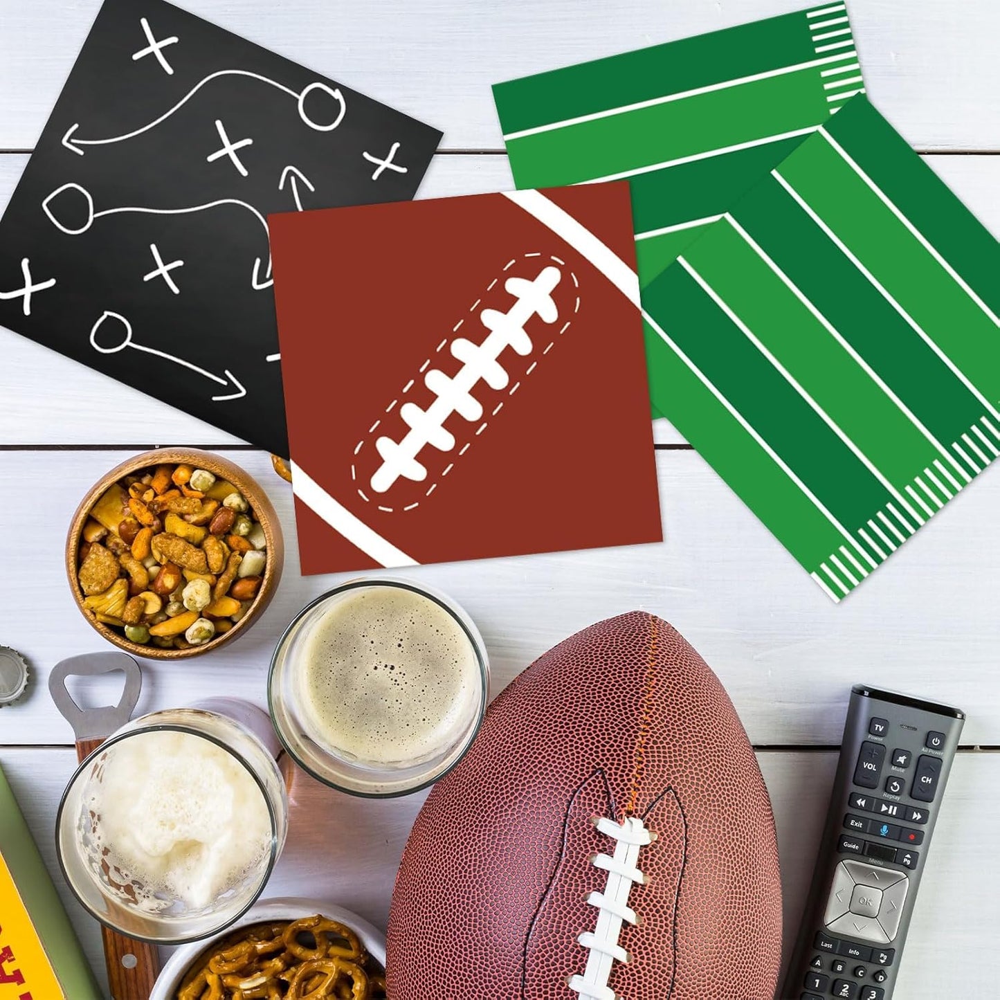 Qyeahkj 120pcs Football Paper Napkins Supplies Disposable Football Birthday Napkins Set Decorations for Events Party Frenzy Game Time Tailgate Sports Party Favors, 3 Design