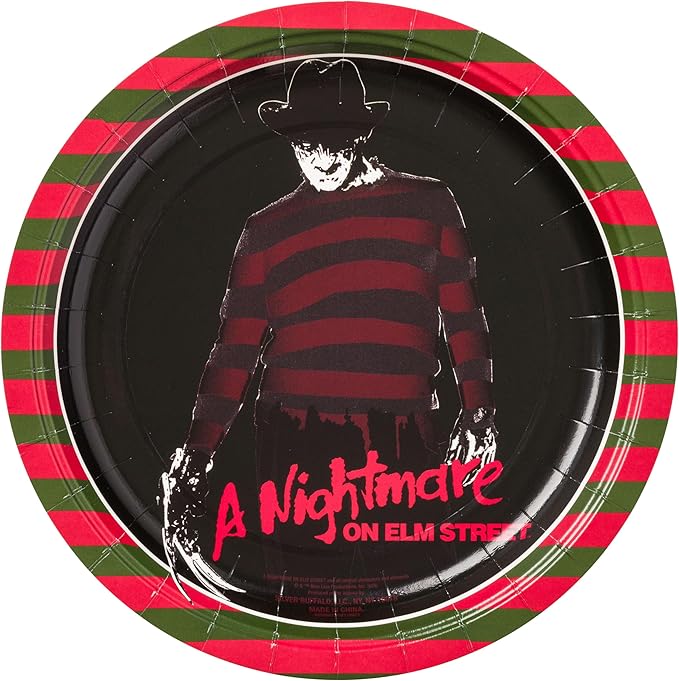 Silver Buffalo A Nightmare on Elm Street Featuring Freddy Krueger Never Sleep Again 32 Pack Partyware Disposable Paper Plates and Napkins