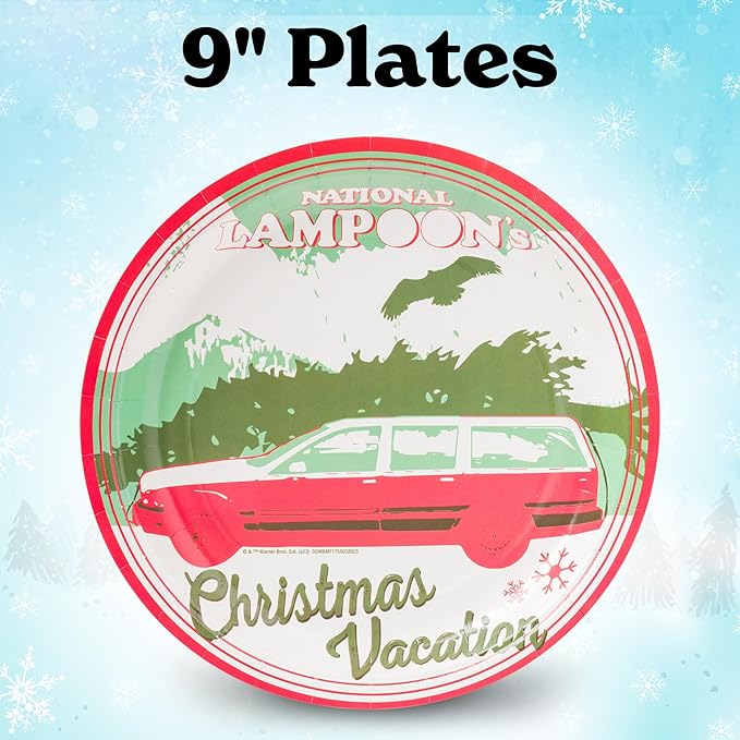 Silver Buffalo Christmas Vacation National Lampoon's 32 Pack Partyware Disposable Paper Plates and Napkins
