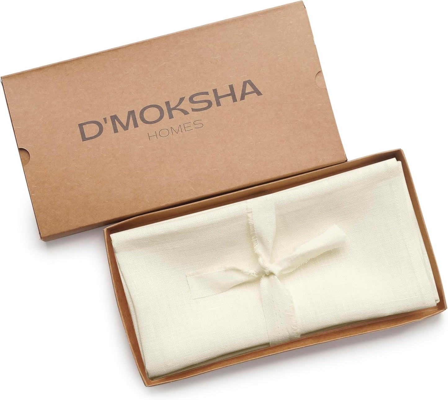 D'Moksha Homes Ivory Linen Napkins 18 x 18 Inch - 100% Pure Linen Cloth Washable Dinner Napkins Set of 4 for Fall, Thanksgiving, Christmas, Holiday
