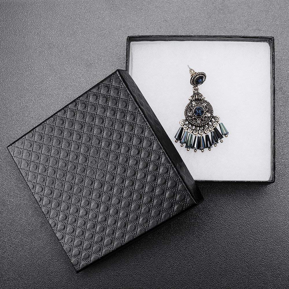 MESHA 52 PC Cardboard Jewelry Boxes, 3.5x3.5x1 Cotton Filled Jewelry Gift Box with Lid, Jewelry Boxes for Small Business, Packing, Shipping, Necklace, Earring, Bracelet, Black