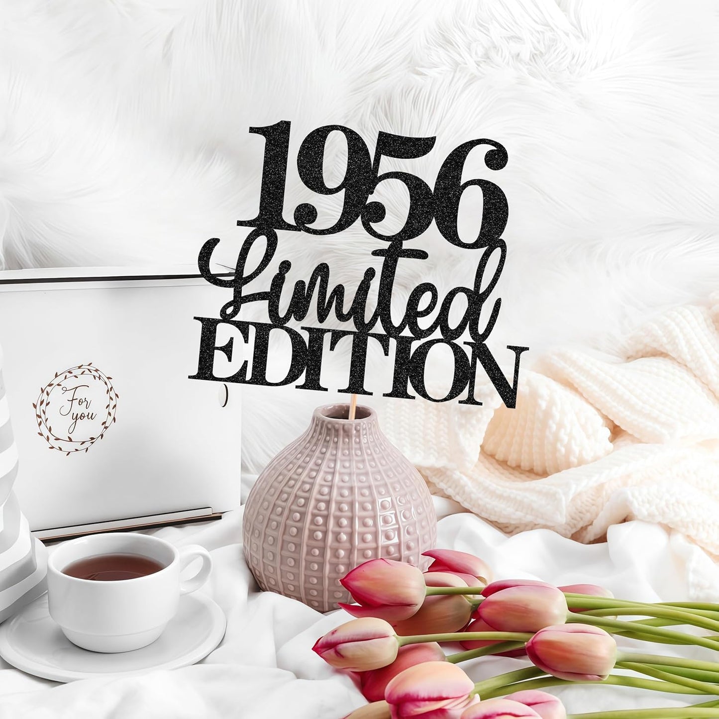 Limited EDITION 1956 Cake Topper - Black Glitter Happy 69th Birthday Party Cake Decoration Supplies, Cheer to 69 Years Cake Bunting Decor for 69th Birthday Party Photo Booth Props