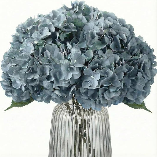 2Bouquets Artificial Fake Flowers Plants Silk Hydrangea Arrangements Wedding Bouquets Decorations Plastic Floral Home Kitchen Garden Party Festival Bar DIY (Gray Blue)