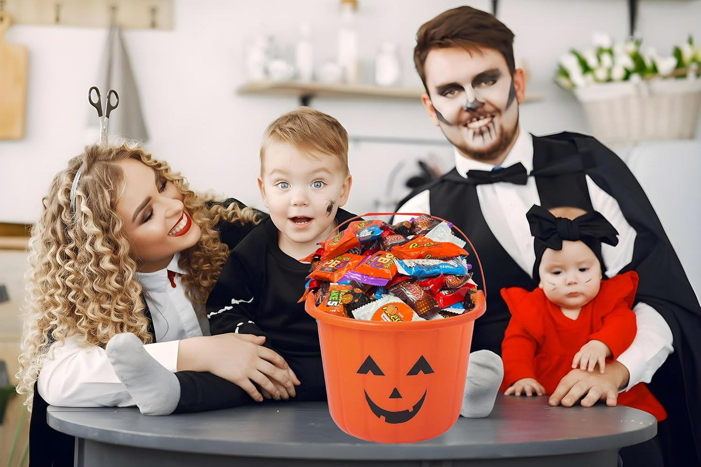 Halloween Chocolate Candy Bulk Mix, 5 Lbs Individually Wrapped Halloween Themed Fun Size Bars in Trick or Treat Tote, Dark and Milk Chocolate Assortment, HERSHEYCookies N Cream Fangs, Dark Cups