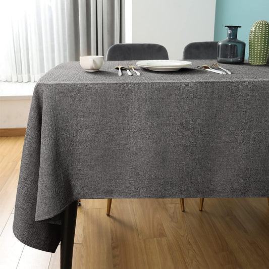 SEASHORE TREE Rectangle Tablecloth Linen Textured Table Cloths 57 x 85 Inch Waterproof Spill-Proof Wipeable Wrinkle Free Dining Table Cover for Buffet Party Wedding Outdoor and Indoor Use, Gray