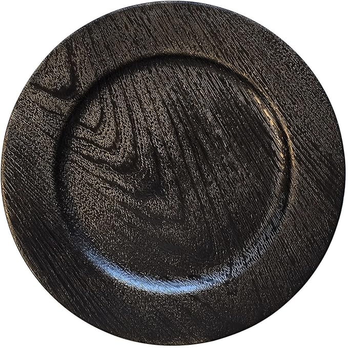 13" Antique Black Charger Plates, Round Charger for Dinner Plates, Farmhouse Plate Chargers, Rustic Table Chargers for Parties, Family Dinners, 6Pcs