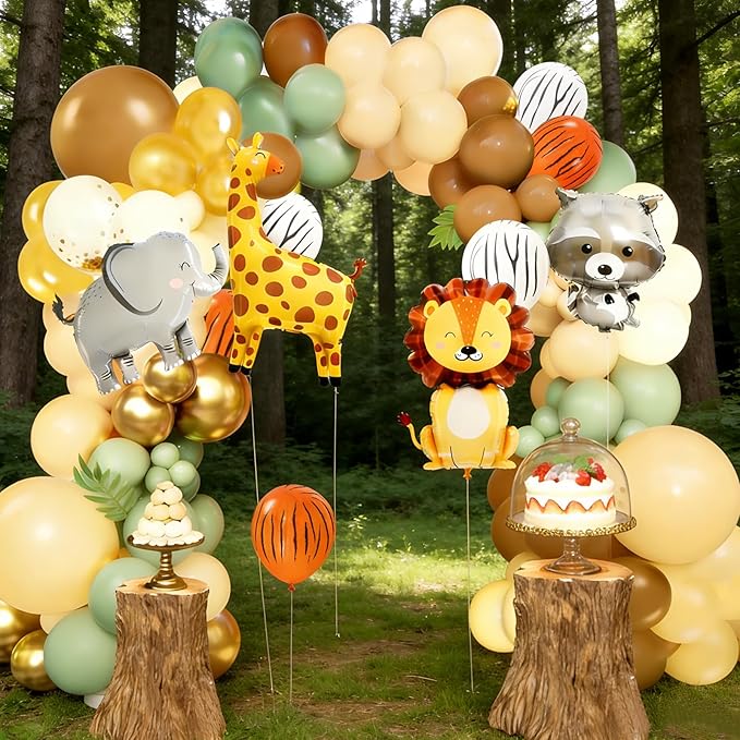 Tropical Jungle Animal Theme Birthday Party Balloon Decorations Kit，Ideal for Safari Adventure Birthday Parties, Kids Theme Decorations, Zoo Theme Parties, and Outdoor Adventure Party Decor