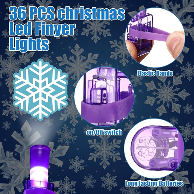 Tuanse 50 Pcs Snowflake Party Favors Snowflake Lights Gifts Bulk for Kids Glow in The Dark Snow Icy Finger Lights Classroom Rewards Prizes Gifts for Birthday Summer Valentine Winter Boys Girls