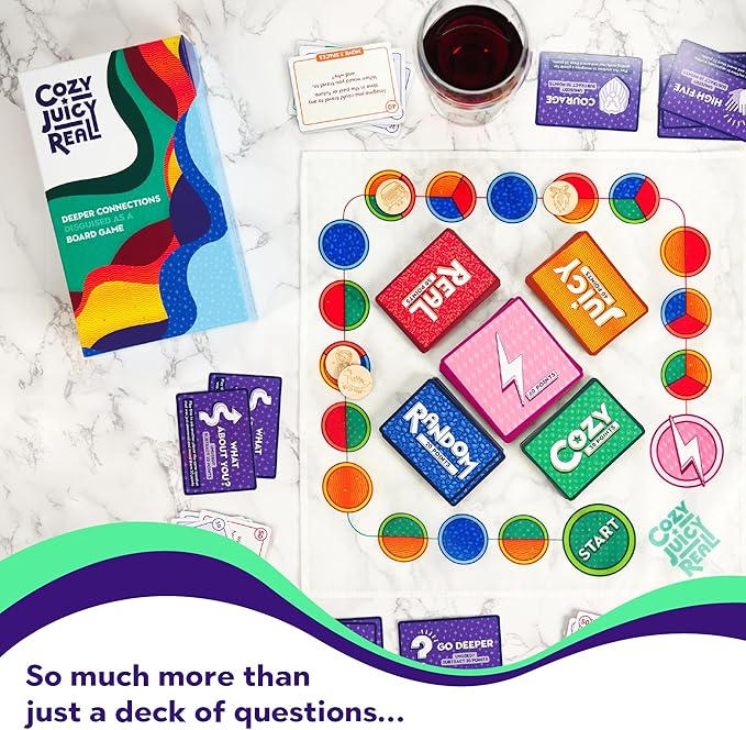 COZY JUICY REAL Deep Conversation Game - For Groups Adults Couples Families & Strangers, Really Lets Fun & Friendship Begin, 252 Cards Edition, Adult Couple Family Card Games Night, Tales For Humanity