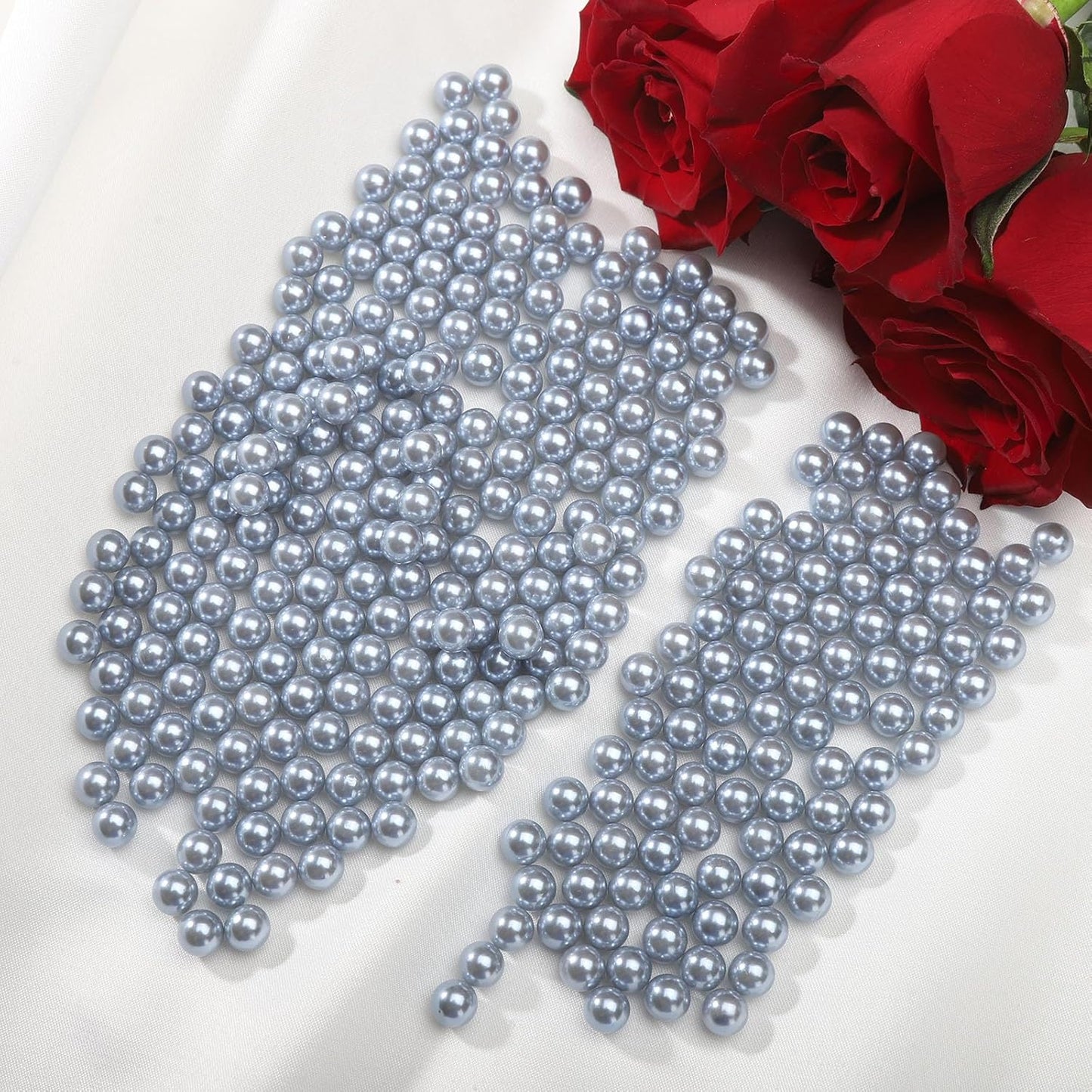 2200 Pcs Undrilled Holeless ABS Faux Pearl Beads for Vase fillers, No hole Round Pearls for Cosmetic Boxes, DIY Parts, Table Scatter, Wedding, Birthday Party Home Decorating (Silver Gray, 6mm)