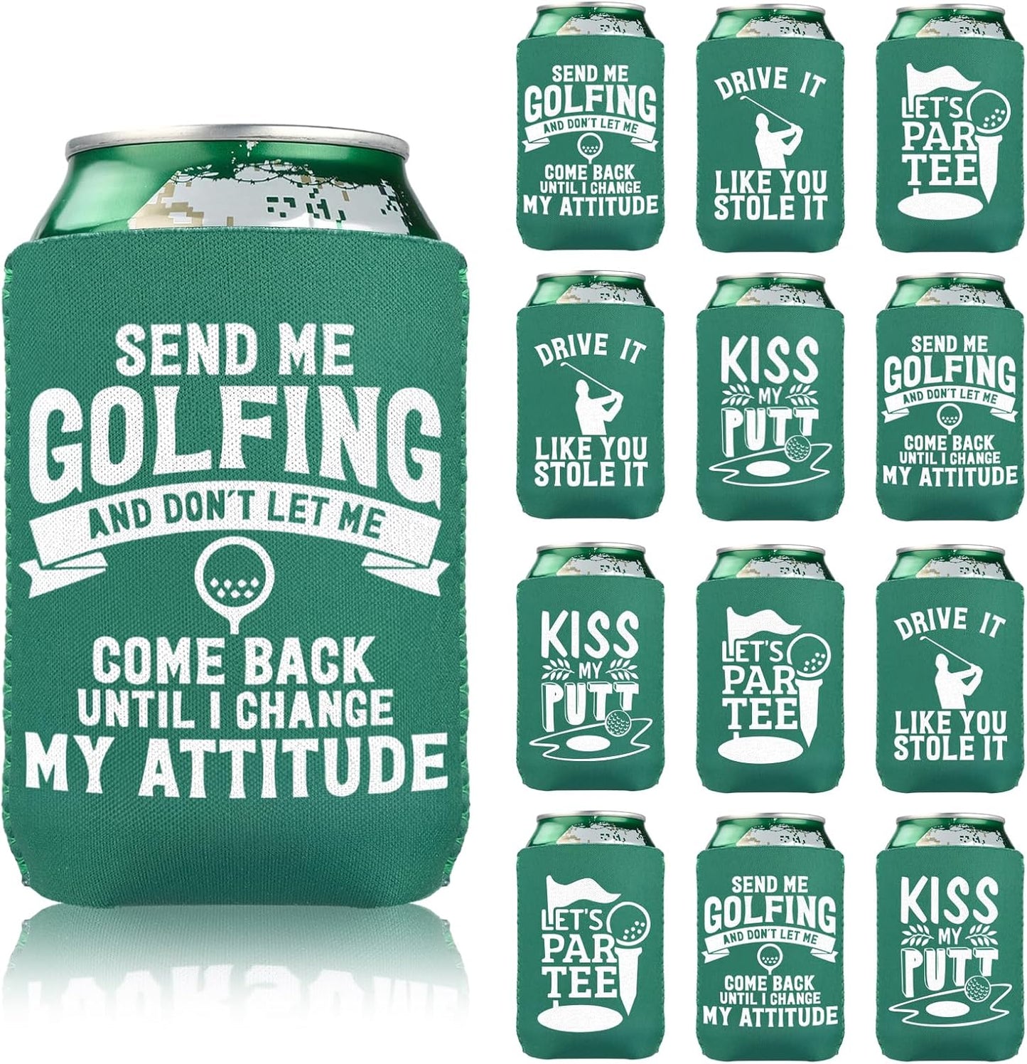 For Golf Party Decorations,Beer Can Cooler Funny Koozies For Bachelorette Party Gifts Neoprene Insulator Drink Glasses (12)