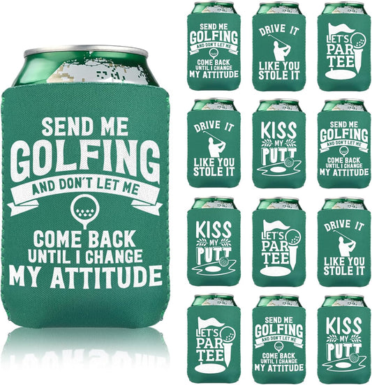 For Golf Party Decorations,Beer Can Cooler Funny Koozies For Bachelorette Party Gifts Neoprene Insulator Drink Glasses (12)
