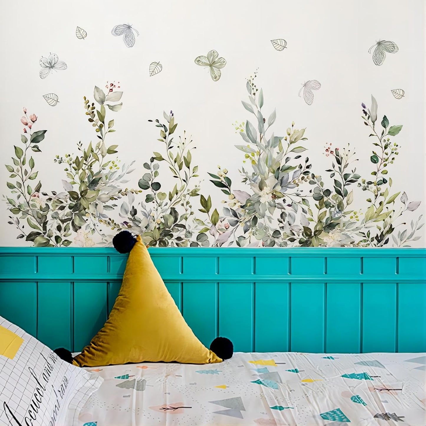 2 Set Tree Wall Stickers Decals Peel and Stick Decor Flower Decal Art Decor Boho Floral Walls Stickers & Murals Wall Decals for Living Room Bedroom Walls Decals Peel and Stick