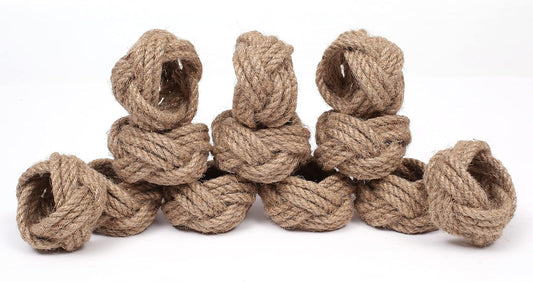 Lightnpro Jute Napkin Rings Set of 12, Classic Hand Woven Napkin Holders, Decorative Serviette Ring, Christmas Party Decoration, Everyday, Family Gatherings - Set Your Table with Style - Natural