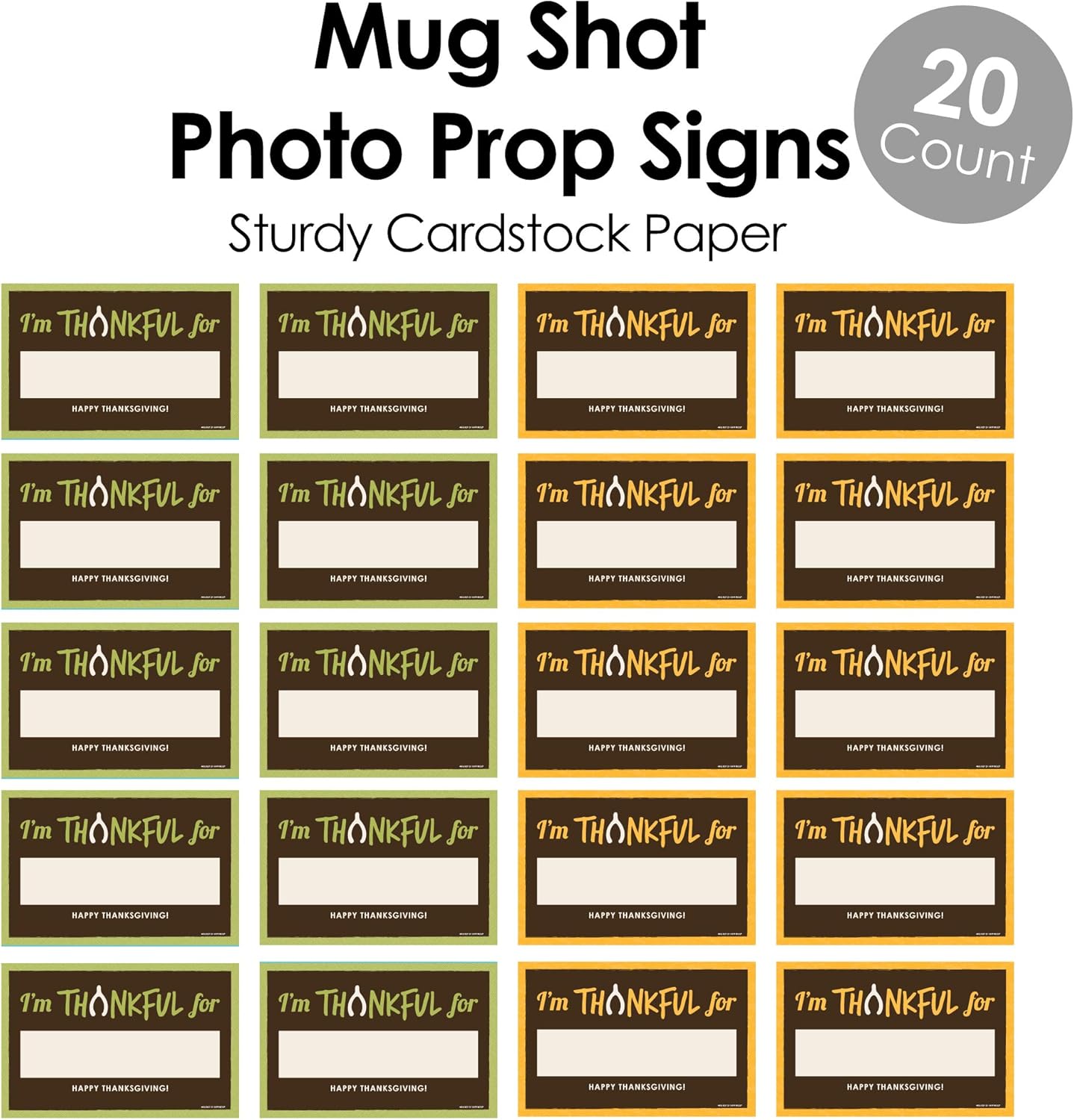 Big Dot of Happiness I'm Thankful for - Thanksgiving Photo Booth Props Kit - 20 Piece