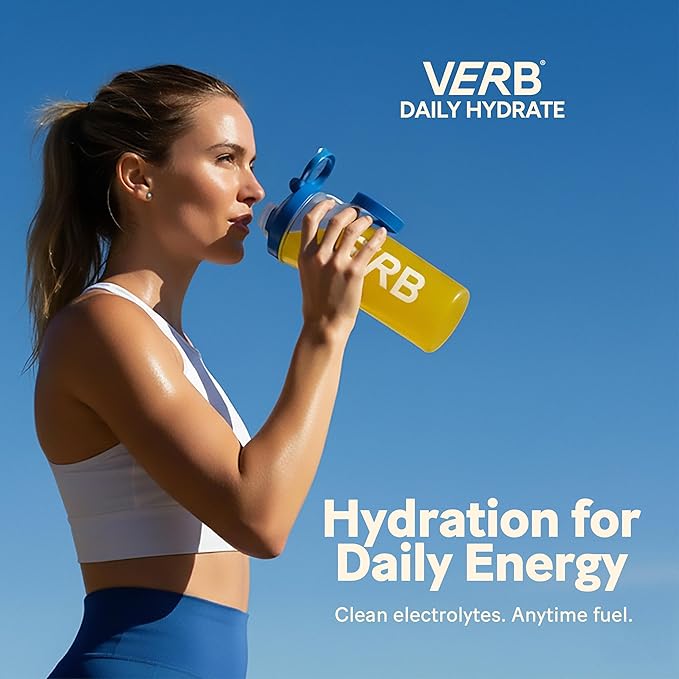Verb Daily Hydrate Sugar Free Electrolyte Drink Mix - Lavender Lemonade, Zero Sugar Instant Hydration Packets for Daily Use, Essential Electrolytes Powder for Rehydration, Dehydration Relief, 12 Pack