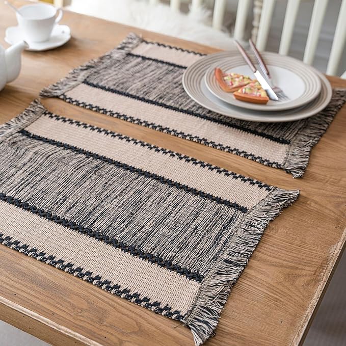 Natural Jute Table Runner, Burlap Style Table Runner, Rustic Farmhouse Table Runner Country Vintage for Wedding, Party Table Decorations, Boho Décor Black Hemp 14x63 inch TAB28