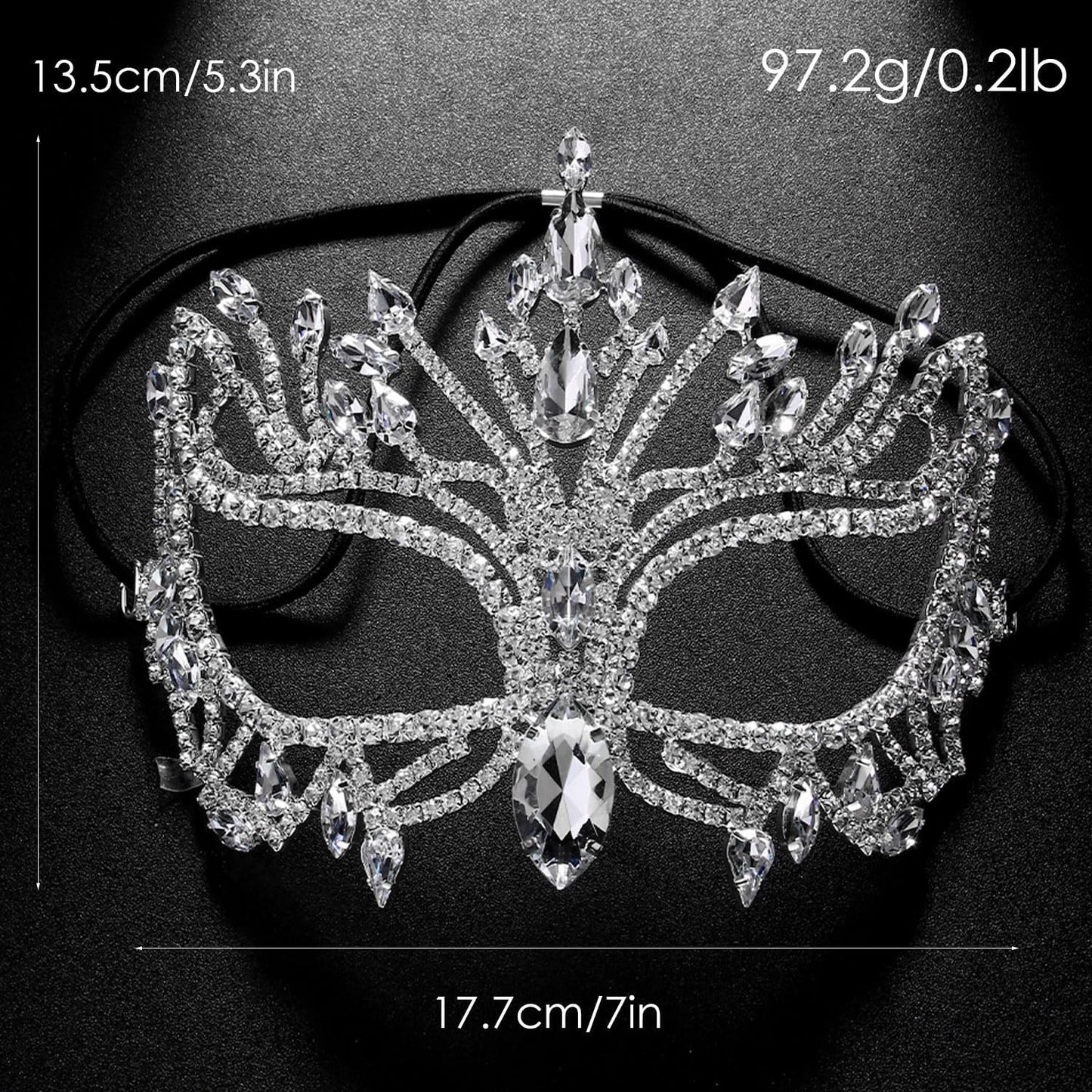Bling Rhinestone Masquerade Mask For Women Ball Costume Crystal Face Mask Carnival Jewelry