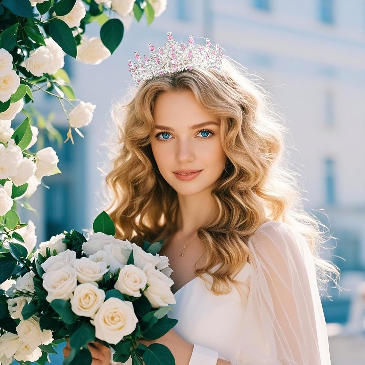 Tiaras and Crowns for Women Crystal Princess Tiaras Rhinestone Queen Crowns For Wedding Bridal Birthday Prom Pageant Party (Tiara 100)