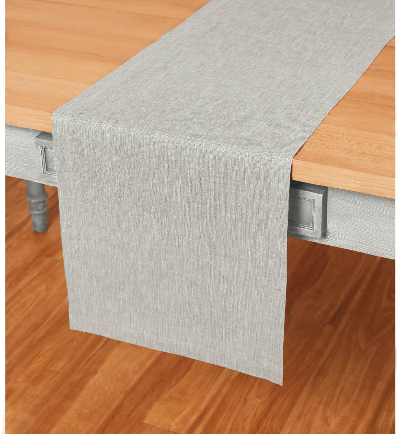 Solino Home Linen Table Runner 144 Inches Long - Athena, 100% Pure Linen Oyster Grey 14 x 144 Inch Table Runner for Dining, Fall, Autumn, Halloween, Thanksgiving, Holiday