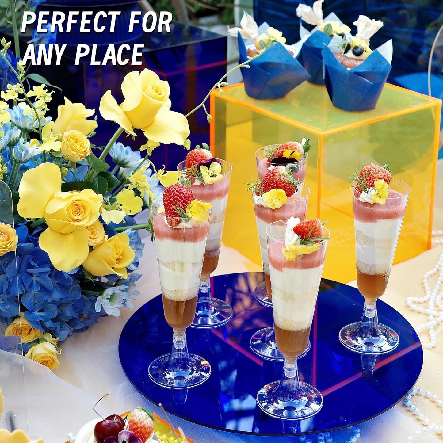 50 Pack Clear Plastic Champagne Flutes, 5 Oz Disposable Champagne Glasses, Unbreakable Acrylic Mimosa Glasses Wedding Cocktail Cups for Engagement Birthday Graduation Party Decorations Supplies
