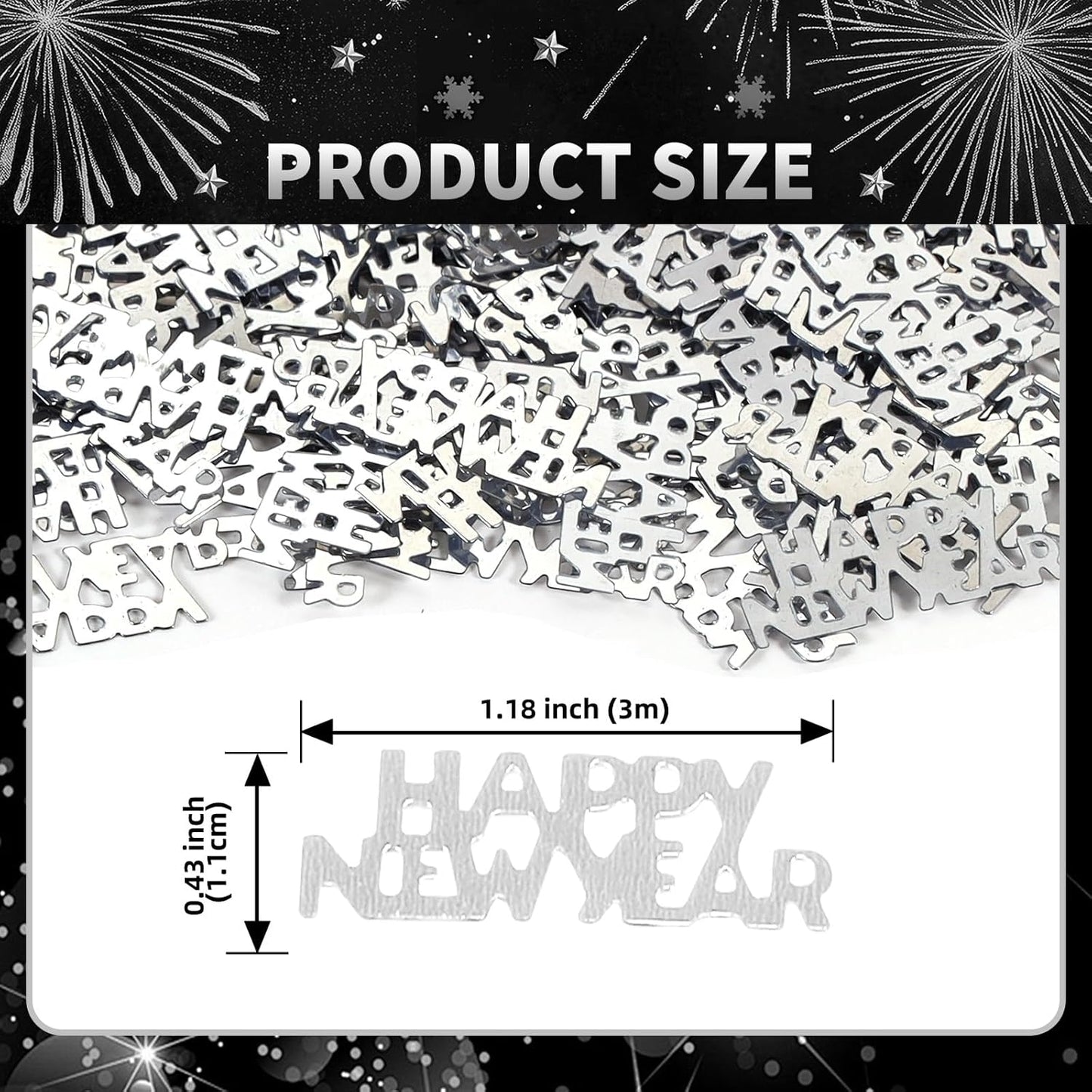500 Pcs New Year Confetti, Silver 2026 Table Shiny Confetti Glitter for Happy New Year Decorations 2026 New Years Eve Table Decorations