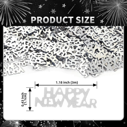 500 Pcs New Year Confetti, Silver 2026 Table Shiny Confetti Glitter for Happy New Year Decorations 2026 New Years Eve Table Decorations