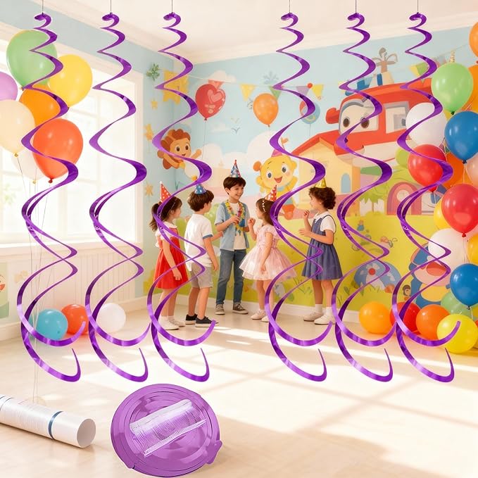 36 Pieces Hanging Swirl Decorations Party Streamer,Ceiling Streamers Ceiling Decorations Hanging for Birthday Party, Wedding, Graduation Party Baby Shower Supply (Purple)