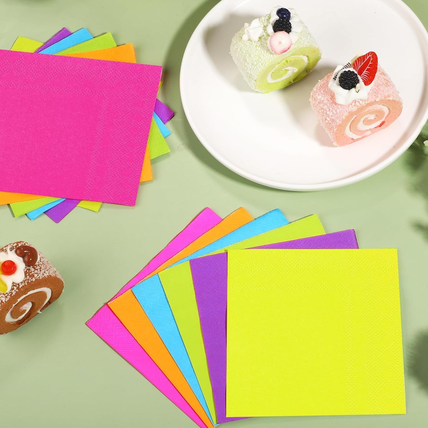 150 Pieces Multiple Rainbow Paper Napkins Cocktail Napkin Beverage Luncheon Napkins 2 Ply for Party Favors, 6 Colors