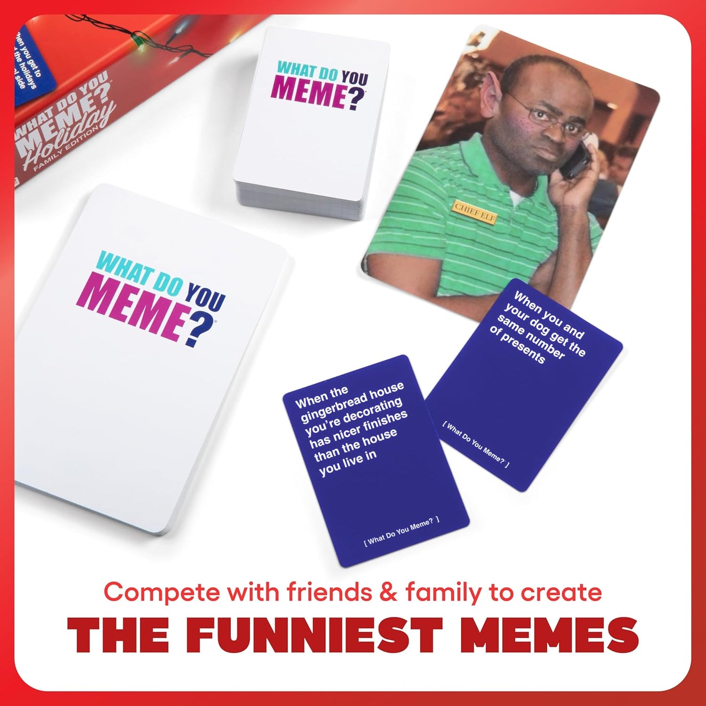 WHAT DO YOU MEME? Holiday Family Edition by Relatable, Holiday Games Travel Pack, Christmas Party Game, Includes 30 Photo Cards and 120 Caption Cards