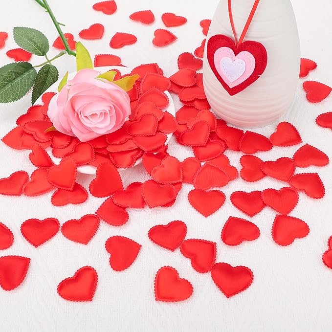HSONAIGEE 400 Pieces Red Heart Confetti Decoration, 1.4 Inch Sponge Heart Table Petal Romantic Decor for Valentine's Day Wedding Birthday Mother's Day