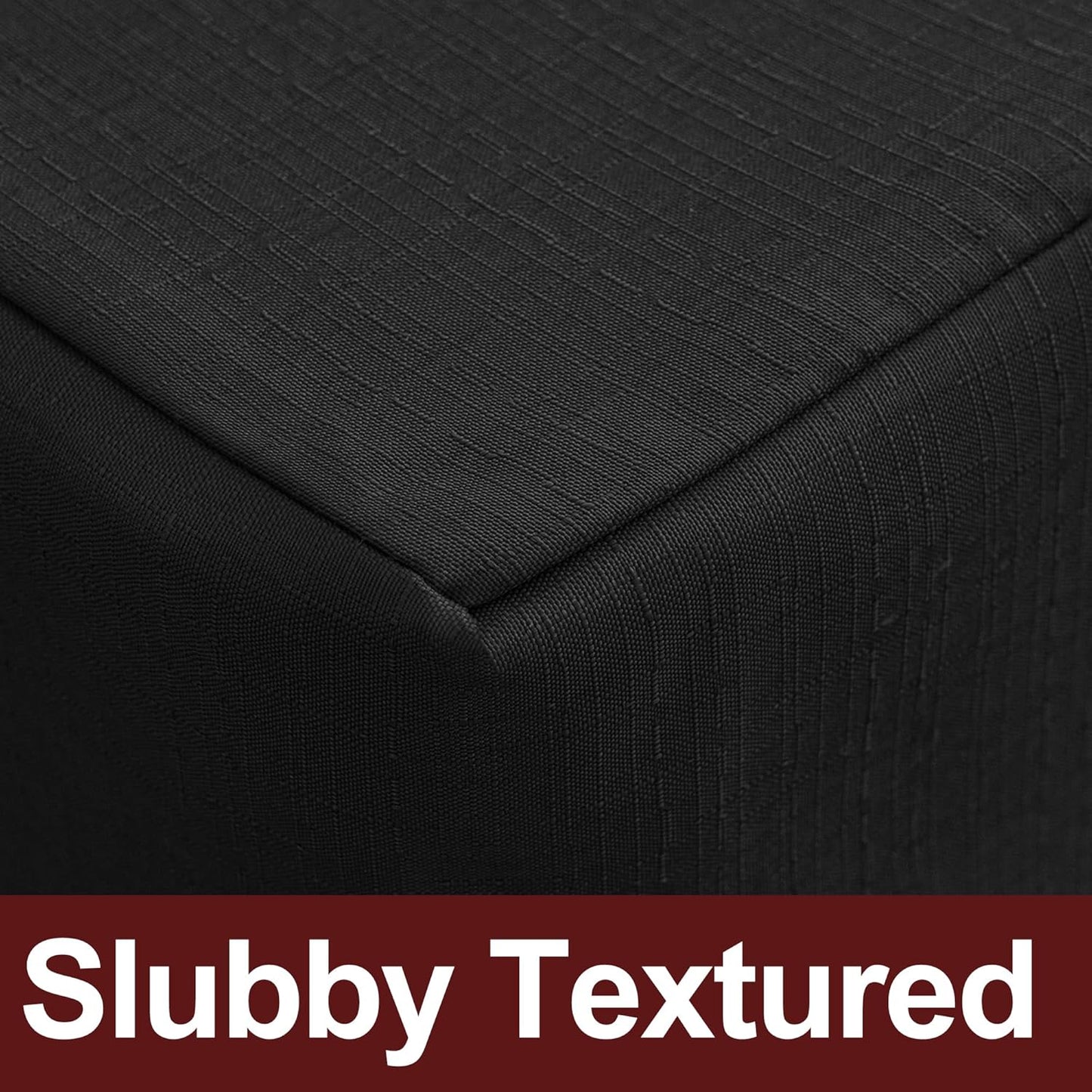HolidayIdeas 2 Pack Fitted Table Covers Rectangle - 48 x 24 Inch - Black Linen Textured Tablecloths for 4 Foot Tables, Fabric Tableclothes for Party, Wedding, Trade Show